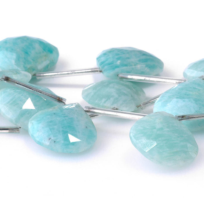 Amazonite 12-19mm Faceted Heart - 8 Inch