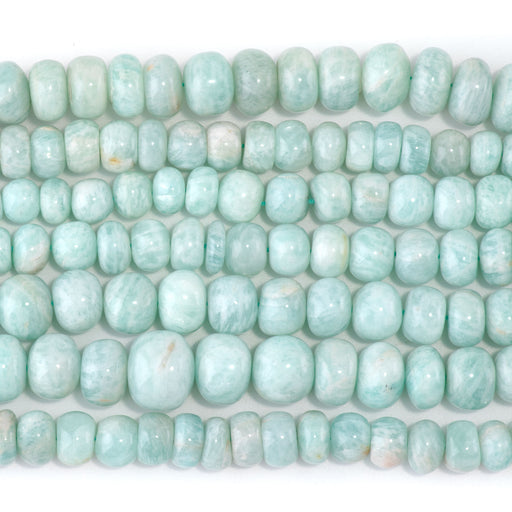 This is a Dakota Stones 4x6-9x11mm Amazonite Gemstone strand with irregular rondelle beads in 15-16 inch strand.