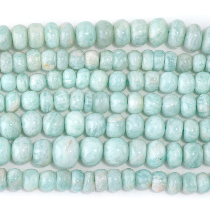 Amazonite 4x6-9x11mm Graduated Irregular Rondelle - 15-16 Inch