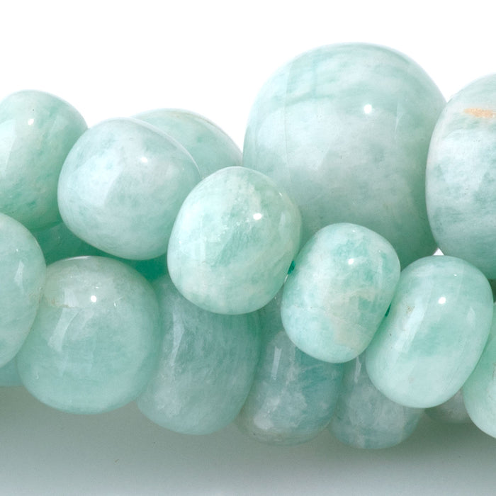 Amazonite 4x6-9x11mm Graduated Irregular Rondelle - 15-16 Inch