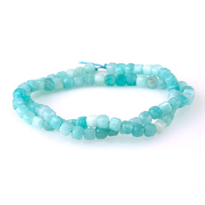 Amazonite 4mm Table Cut Cube - 15-16 Inch
