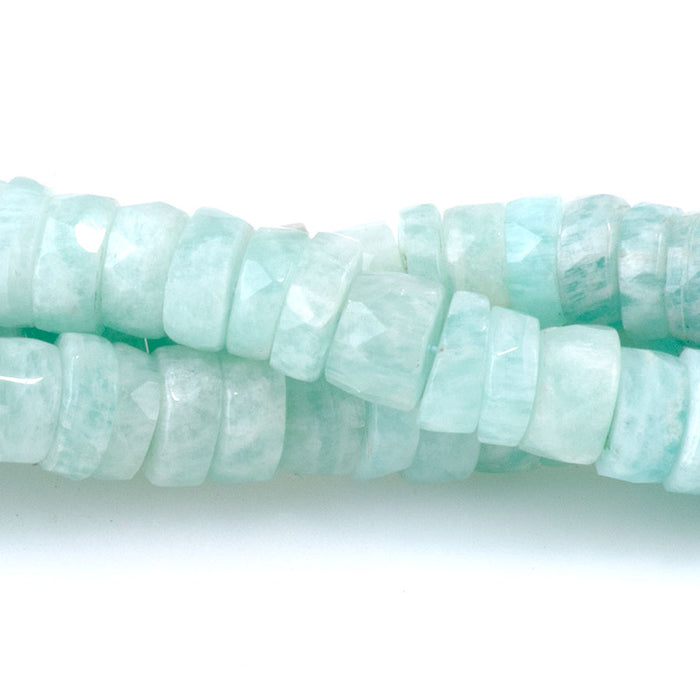 Amazonite 5-6mm Faceted Tyre - 8 Inch