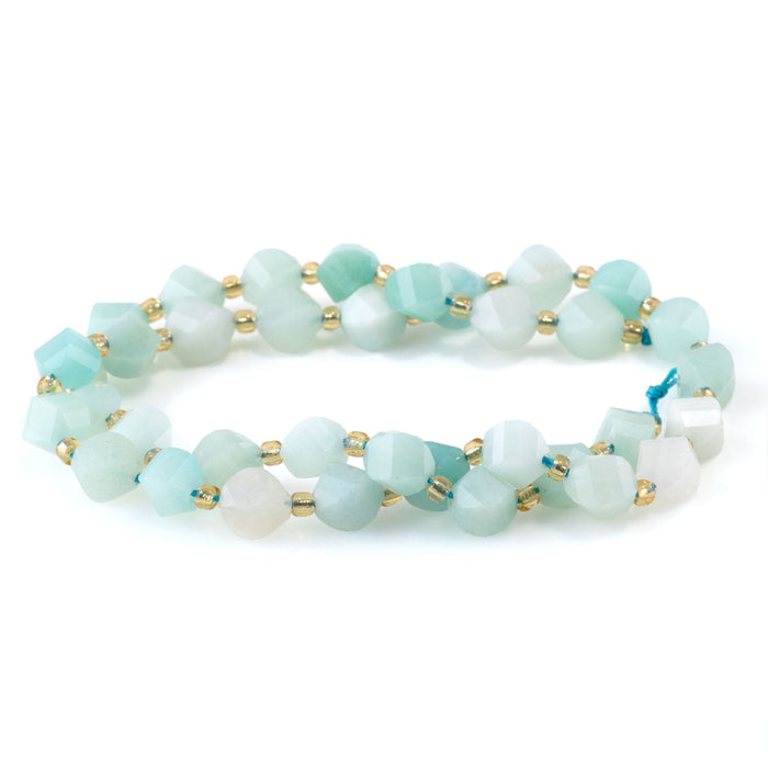 Amazonite 7x8mm Faceted Swirl Oval - 15-16 Inch