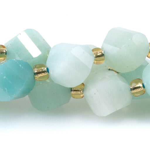 This is a Dakota Stones 7x8mm Amazonite Swirl Gemstone strand with faceted oval beads in 15-16 inch strand.