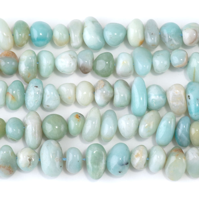 Amazonite 8x10-9x13mm Side Drilled Pebble - 15-16 Inch