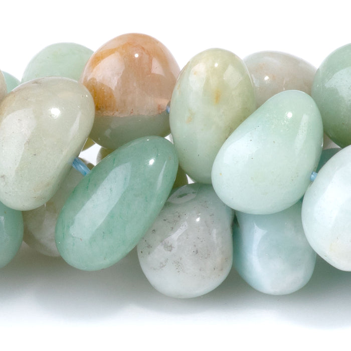 Amazonite 8x10-9x13mm Side Drilled Pebble - 15-16 Inch