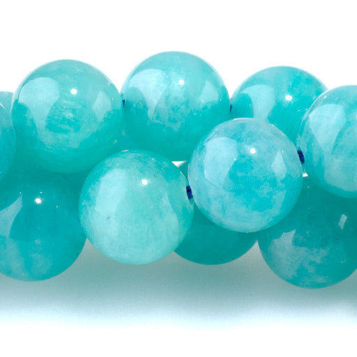 This is a Dakota Stones 8mm Ice Amazonite Gemstone strand with A grade round beads in 15-16 inch strand.