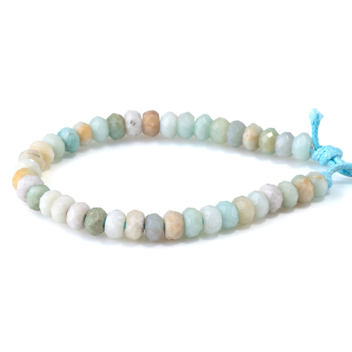 This is a Dakota Stones 8mm Amazonite Large Hole Gemstone strand with faceted rondelle beads in 8 inch strand.