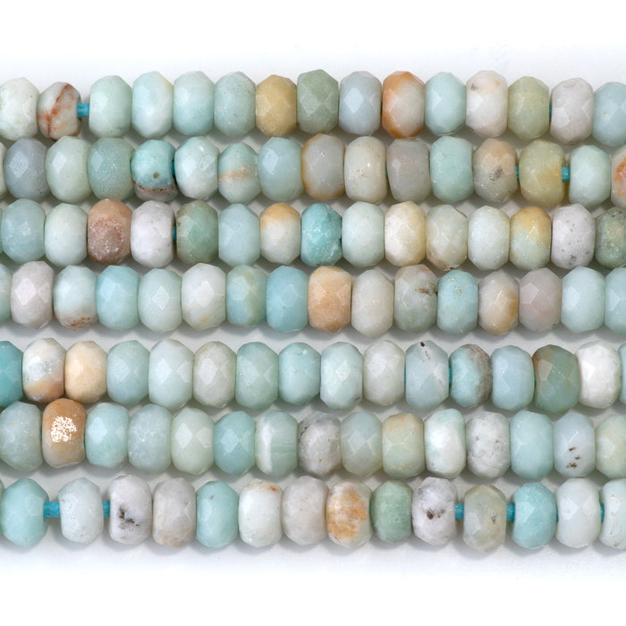 This is a Dakota Stones 8mm Amazonite Large Hole Gemstone strand with faceted rondelle beads in 8 inch strand.