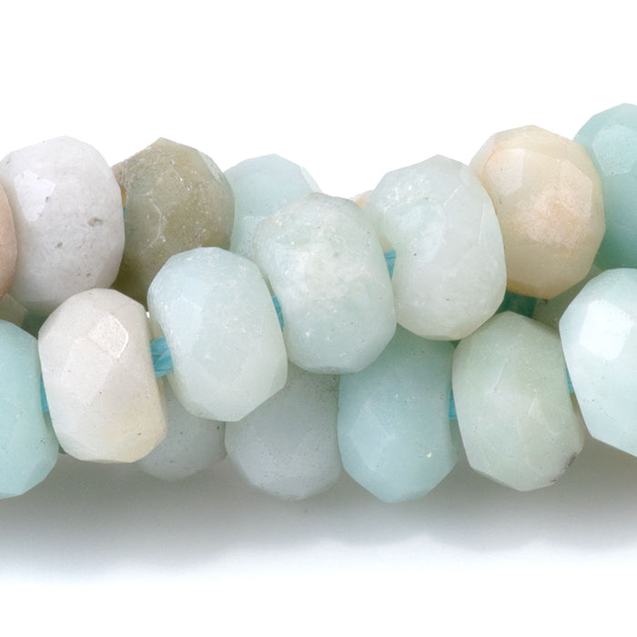 This is a Dakota Stones 8mm Amazonite Large Hole Gemstone strand with faceted rondelle beads in 8 inch strand.