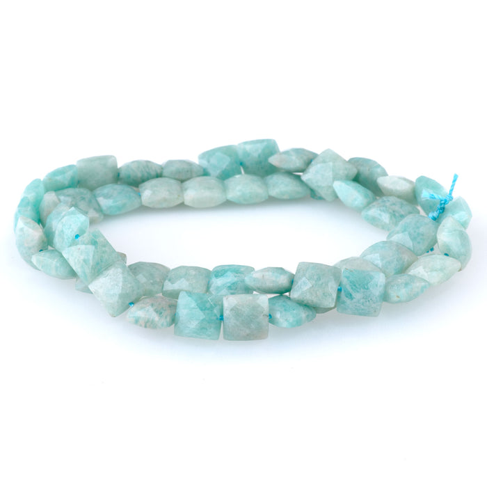 Amazonite 8mm Faceted Square A Grade - 15-16 Inch