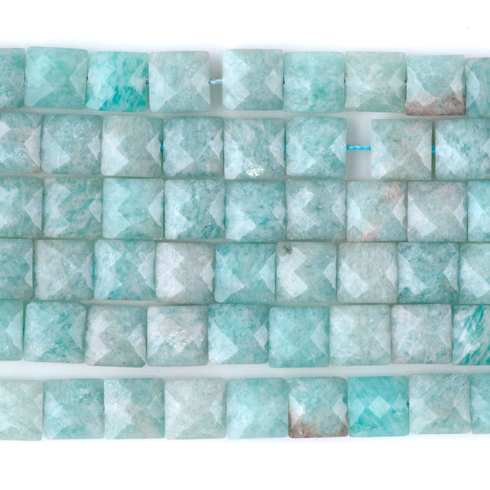 Amazonite 8mm Faceted Square A Grade - 15-16 Inch