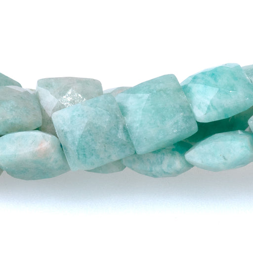 This is a Dakota Stones 8mm Amazonite Gemstone strand with A grade faceted square beads in 15-16 inch strand.