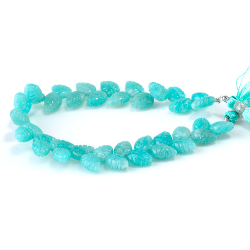 This is a Dakota Stones 8x11mm Amazonite Leaf Gemstone strand of round beads in 8 inch strand.