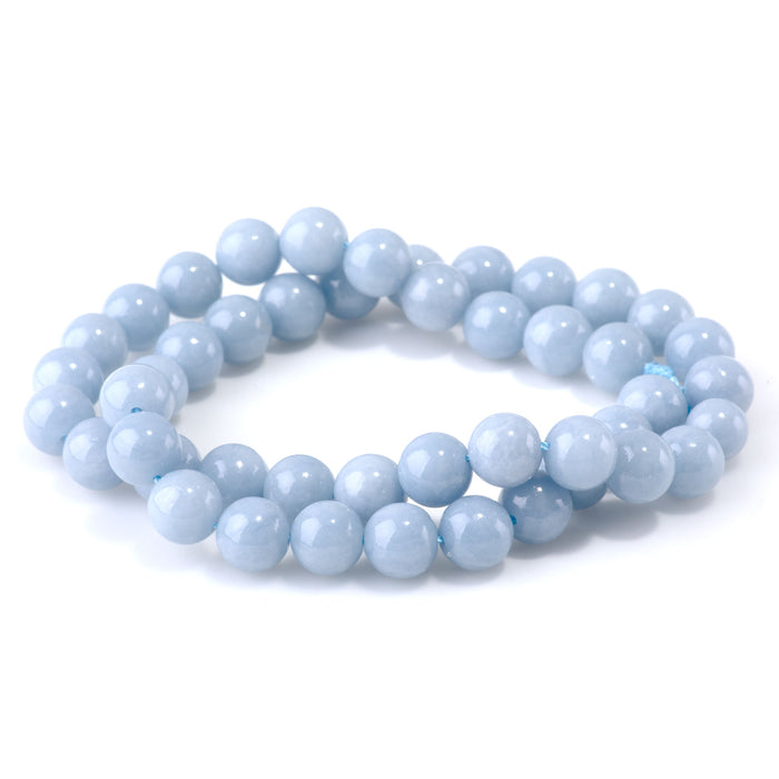 This is a Dakota Stones 8mm Angelite Gemstone strand with round beads in 15-16 inch strand.