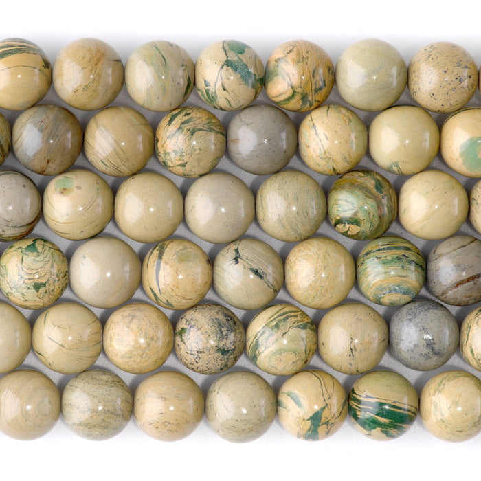 Yellow and Green Aqua Impression Jasper 10mm Round - 15-16 Inch