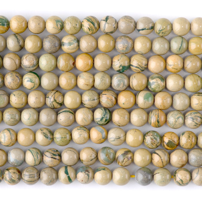 Yellow and Green Aqua Impression Jasper  6mm Round - 15-16 Inch