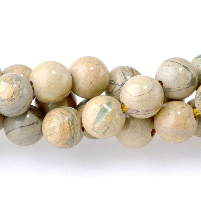 Yellow and Green Aqua Impression Jasper  6mm Round - 15-16 Inch