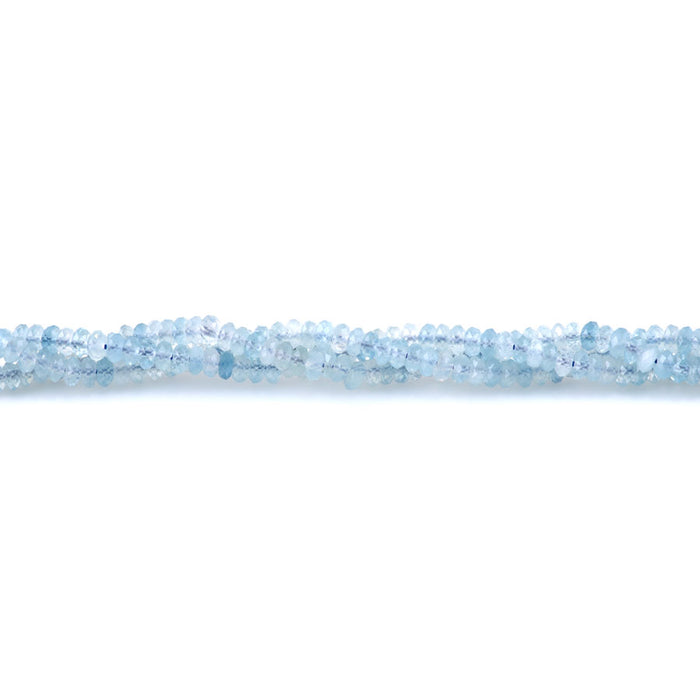 Aquamarine 2x4mm Thin Rondelle Faceted AA Grade - 15-16 Inch