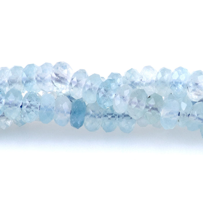 Aquamarine 2x4mm Thin Rondelle Faceted AA Grade - 15-16 Inch