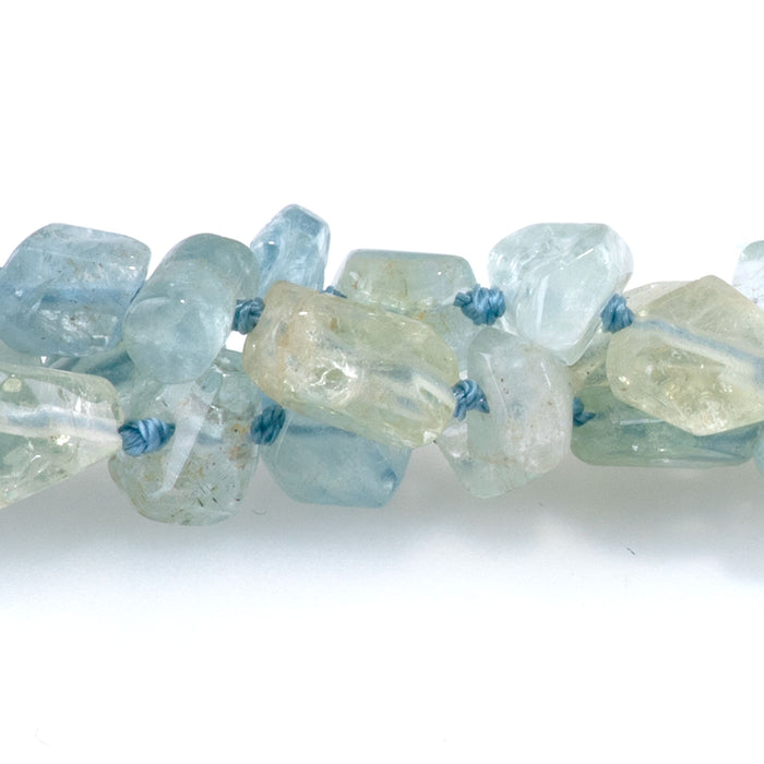 Aquamarine 3x6-5x6mm Long Drill Faceted Nugget Beads AA Grade- 15-16 Inch
