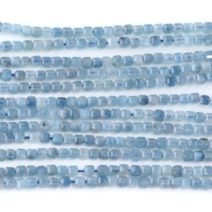 Aquamarine 3mm Table Cut Cube AAA - 15-16 Inch