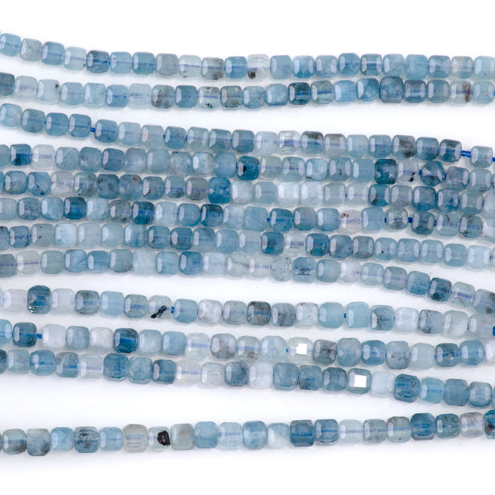 Devil Aquamarine 3mm Table Cut Cube A Grade - 15-16 Inch