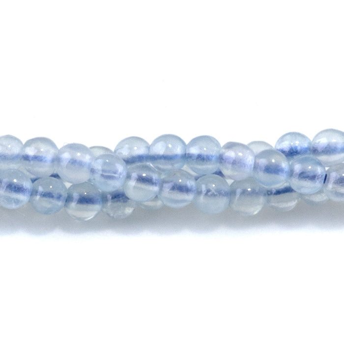 This is a Dakota Stones 3mm Aquamarine Gemstone strand with A grade round beads in 15-16 inch strand.