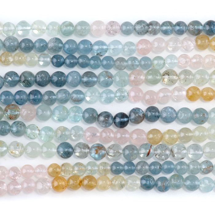 Multi Aquamarine 4-5mm Round - 15-16 Inch