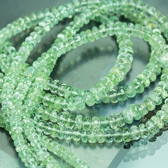 Green Aquamarine 4-8mm Faceted Rondelle - 15-16 Inch