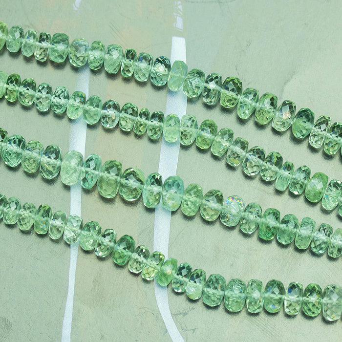 Green Aquamarine 4-8mm Faceted Rondelle - 15-16 Inch