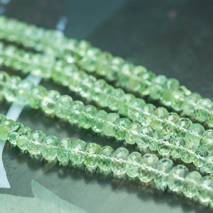 Green Aquamarine 4-8mm Faceted Rondelle - 15-16 Inch