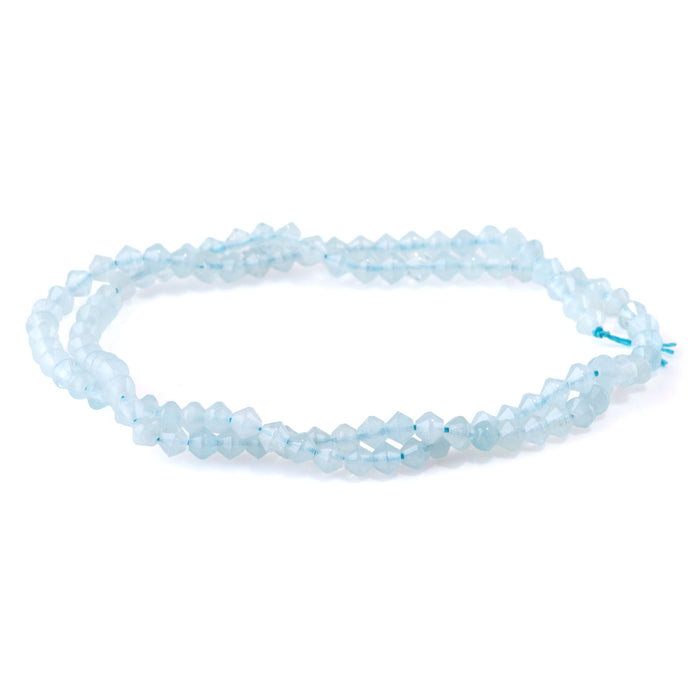 Aquamarine 4mm Faceted Bicone - 15-16 Inch