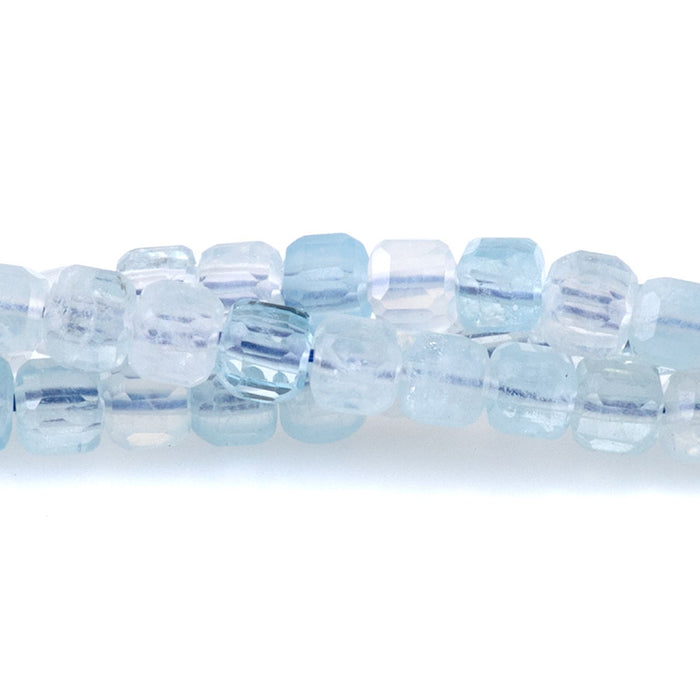 Aquamarine 4mm Faceted Cube AAA Grade - 15-16 Inch