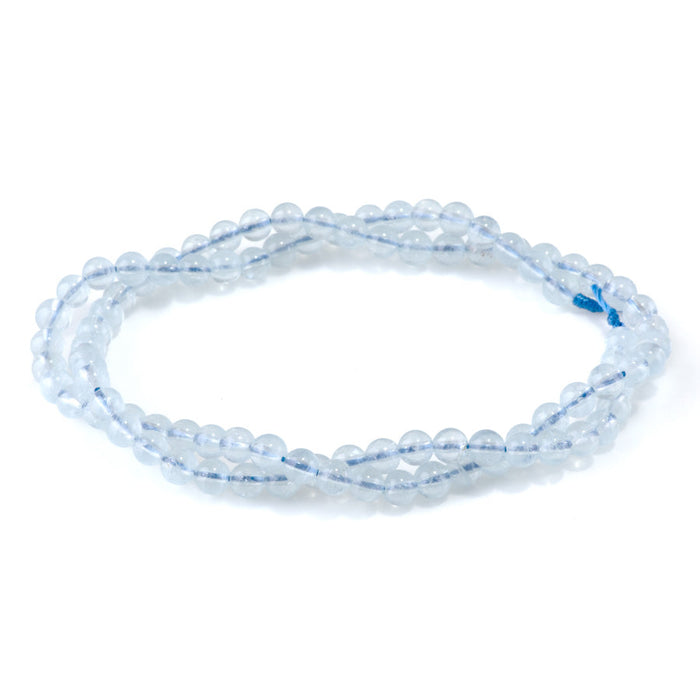This is a Dakota Stones 4mm Aquamarine Gemstone strand with AAA grade round beads in 15-16 inch strand.