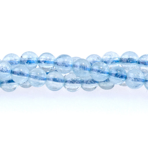 This is a Dakota Stones 4mm Aquamarine Gemstone strand with AAA grade round beads in 15-16 inch strand.