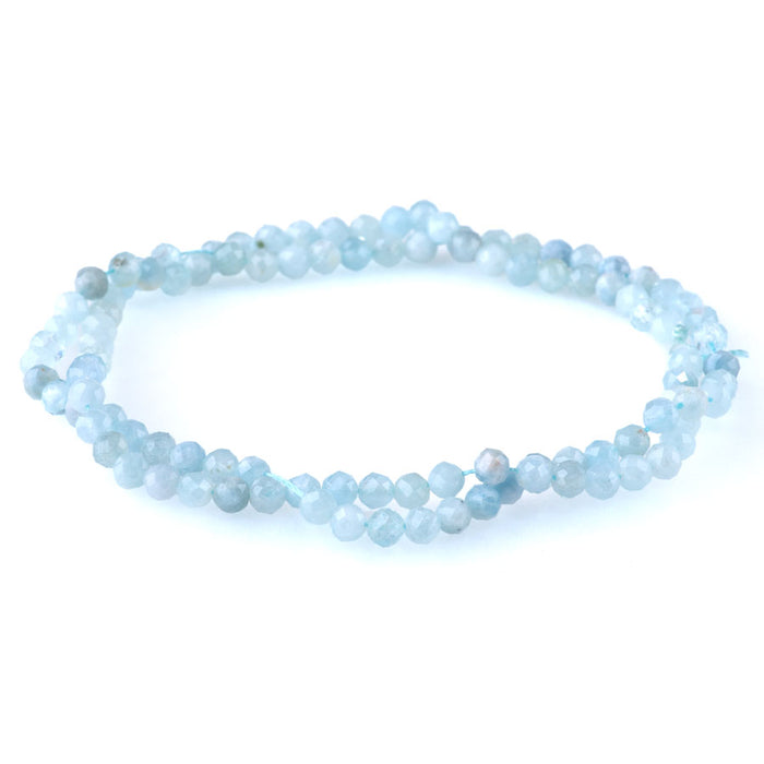 Aquamarine 4mm Round Faceted A Grade - 15-16 Inch