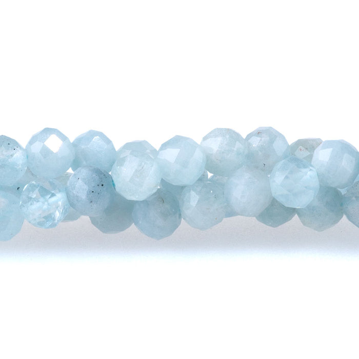 Aquamarine 4mm Round Faceted A Grade - 15-16 Inch