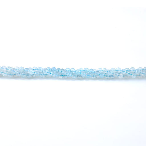 This is a Dakota Stones 4mm Aquamarine Banded Gemstone strand with AAA grade faceted round beads in 15-16 inch strand.