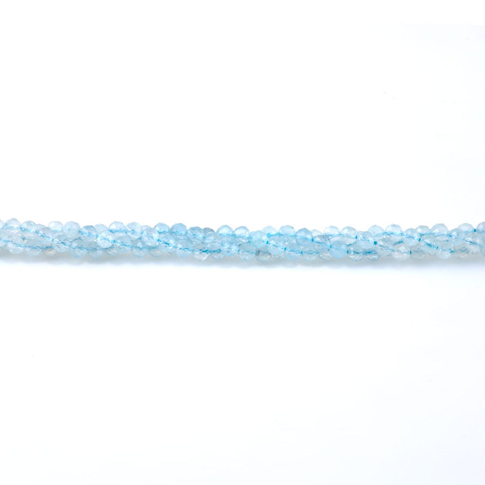 Aquamarine 4mm Faceted Round Banded AAA Grade - 15-16 Inch