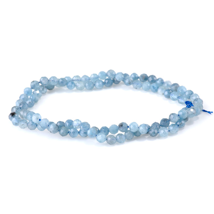 Devil Aquamarine 4mm Faceted Round A Grade Bead - 15-16 Inch