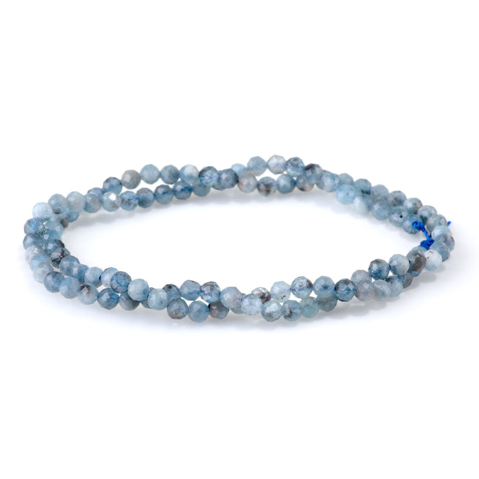 Devil Aquamarine 4mm Faceted Multi Round Bead - 15-16 Inch
