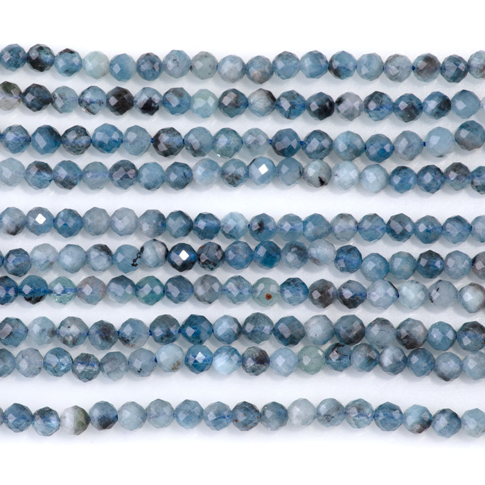 Devil Aquamarine 4mm Faceted Multi Round Bead - 15-16 Inch