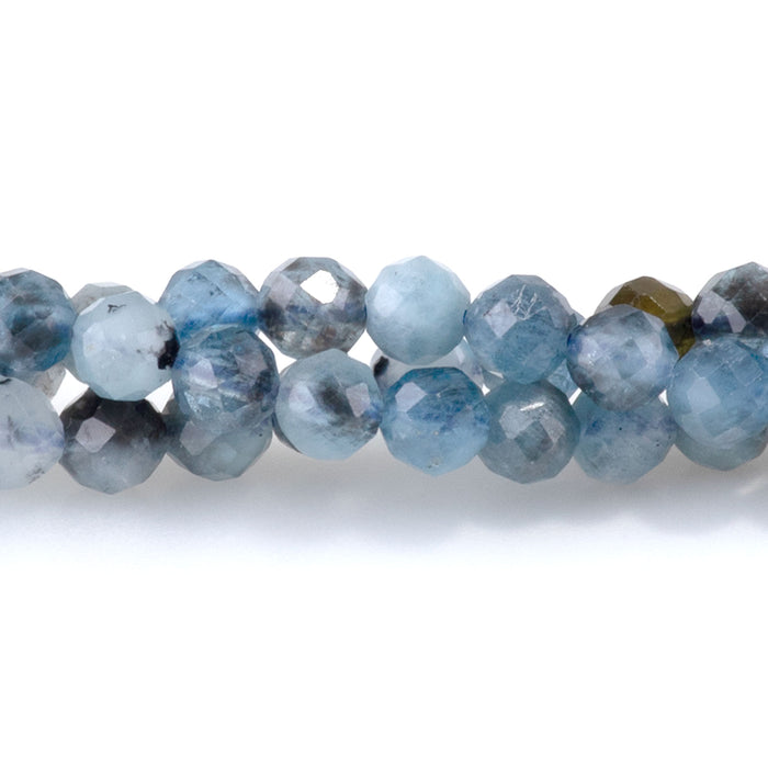 Devil Aquamarine 4mm Faceted Multi Round Bead - 15-16 Inch