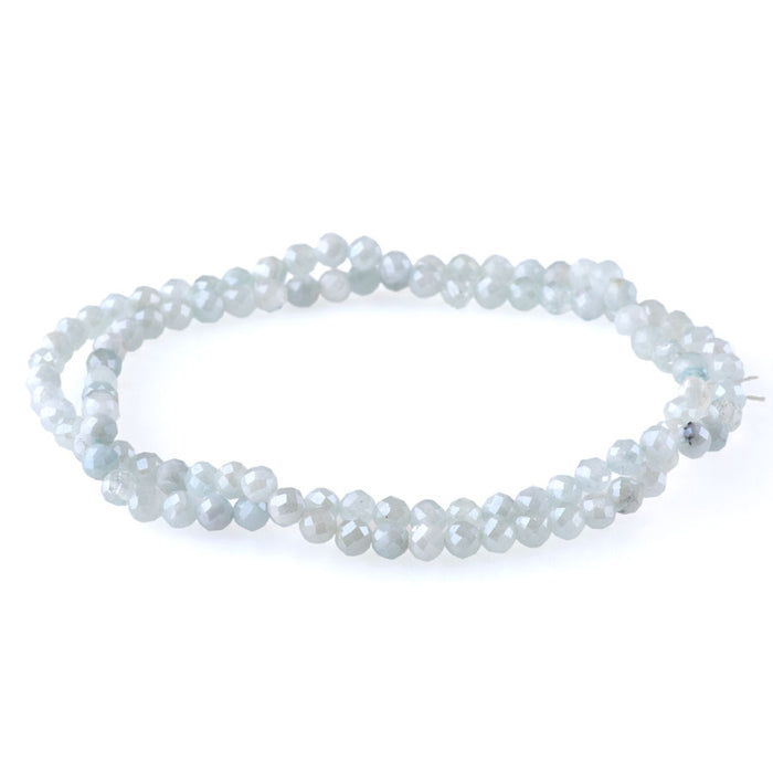 Aquamarine Plated 4mm Round Faceted - 15-16 Inch - CLEARANCE