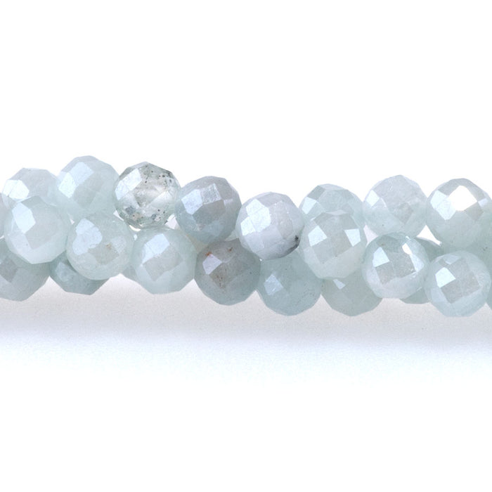 Aquamarine Plated 4mm Round Faceted - 15-16 Inch - CLEARANCE