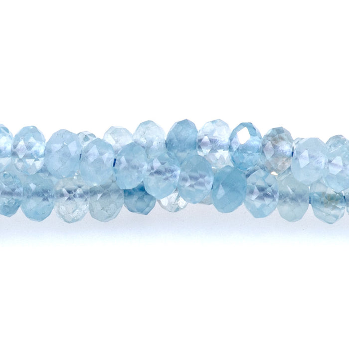 Aquamarine 3x4mm Faceted Rondelle AAA Grade - 15-16 Inch