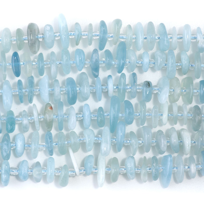 Aquamarine 5x8mm Chip - 15-16 Inch