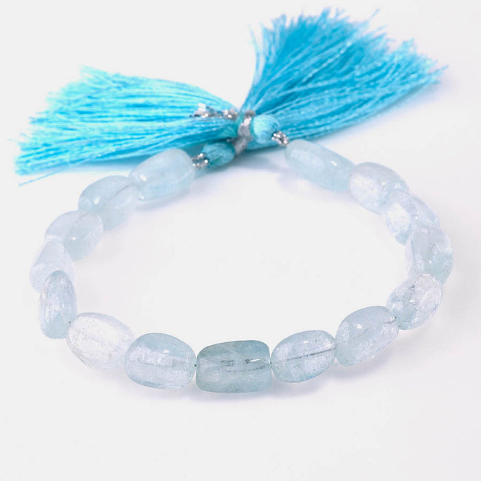 Aquamarine 6x10-9x13mm Oval Tumble Nugget - 8 Inch