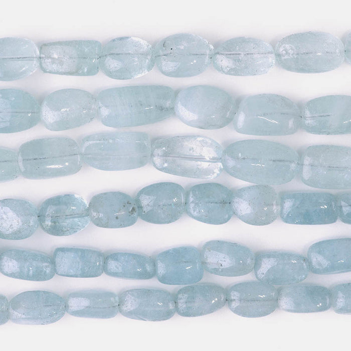 Aquamarine 6x10-9x13mm Oval Tumble Nugget - 8 Inch